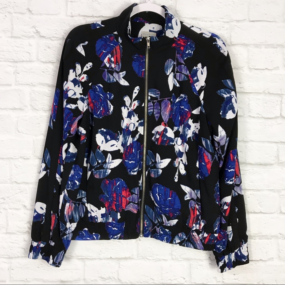 Belle + Sky Blue Floral Stripe ZipUp Bomber Jacket